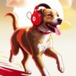  dog listening to headphones