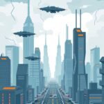 Futuristic city mobile wallpaper