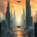 Futuristic city mobile wallpaper
