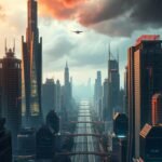 Futuristic city mobile wallpaper