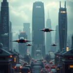 Futuristic city mobile wallpaper