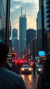 Futuristic city mobile wallpaper