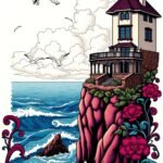 Free mobile wallpaper of house on cliff.