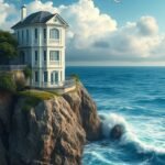 Free mobile wallpaper of house on cliff.