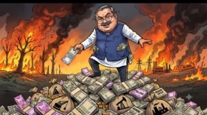 Cartoon Adani on money.