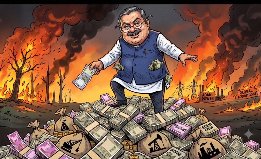 Cartoon Adani on money.