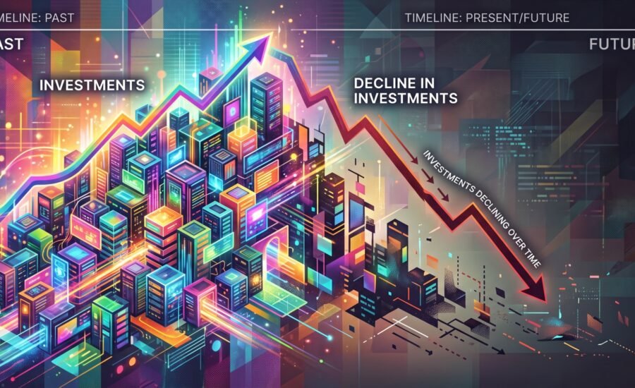 Abstract showing investments in AI-ready data centers are declining over time.