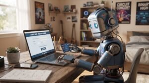 Robot making credit card payment.