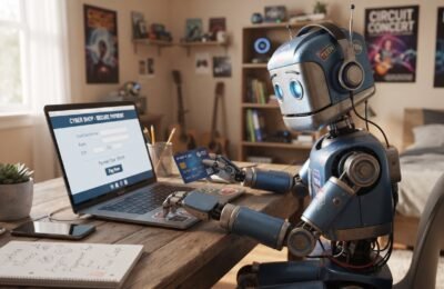 Robot making credit card payment.